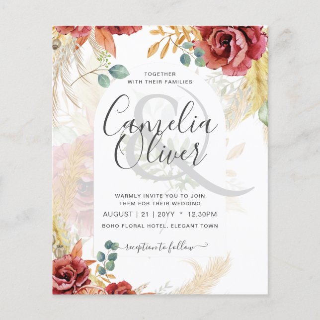 Flyer Casamento de Arco de Folha de Borgonha Eucalyptus  (Frente)