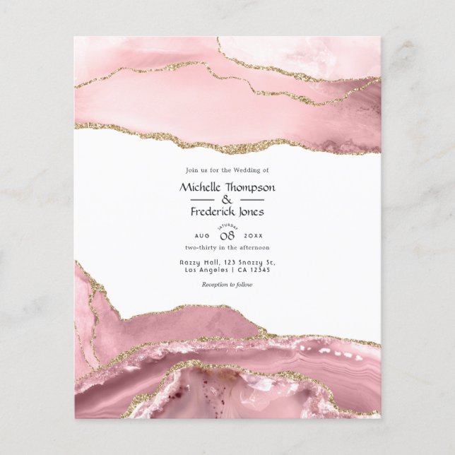 Flyer Casamento de Blush e Agate Dourado (Frente)