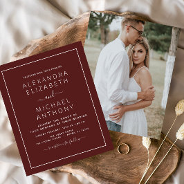 Flyer Casamento de Borgonha do Orçamento com Foto de Con