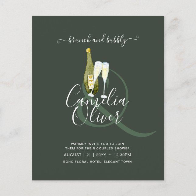 Flyer Casamento de Chá de panela de Bubble de Brunch do  (Frente)