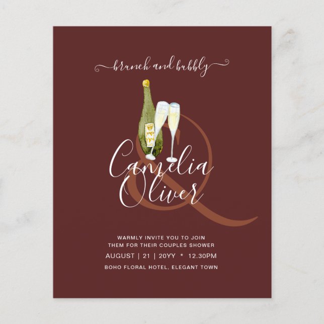 Flyer Casamento de Chá de panela de Bubble de Brunch do  (Frente)