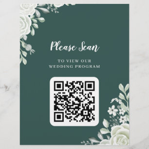 Flyer Casamento de Código QR de Folha Verde