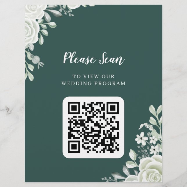 Flyer Casamento de Código QR de Folha Verde (Frente)