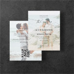 Flyer Casamento de Código QR de Foto de Script Elegante<br><div class="desc">Apresentando Nosso Convite De Casamento De Amizade Orçamental! Celebre seu amor sem gastar demais com nosso convite de casamento. A frente apresenta sua foto escolhida sobreposta com uma mistura harmoniosa de fontes clássicas de serifa e um roteiro moderno e delicado, capturando a essência do seu romance. No verso, outra foto...</div>