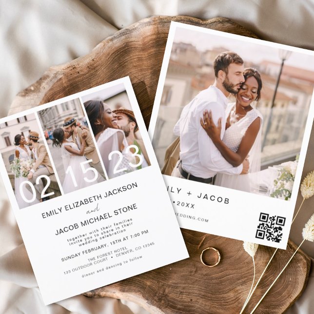 Flyer Casamento de Código QR de Quatro Fotografias Minim (Criador carregado)