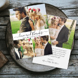 Flyer Casamento de Colagem de Fotos do Orçamento 3 Obrig<br><div class="desc">Orçamento, Mínimo Elegante Moderno Elegante "Amor e obrigados" Script 3 Foto Colagem Casamento Obrigado personalizado barato baixo orçamento. modelo de na moda do obrigado de casamento, com quatro (3) fotos na frente e uma foto na parte traseira. Com o texto "Amor e obrigados" em uma letra de script tipográfico, escrita...</div>
