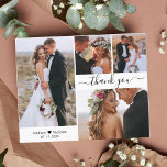 Flyer Casamento de Colagem de Fotos do Orçamento 4 Obrig<br><div class="desc">Orçamento, Casamento de Colagem de Fotos com Script Moderno Minimalista Elegante 4 Obrigado A Você personalizou o barato com baixo orçamento. modelo de na moda do obrigado de casamento, com quatro (4) fotos na frente e uma foto na parte traseira. Com o texto "Obrigado" em uma fonte de script tipográfico,...</div>