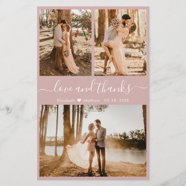 Flyer Casamento De Colagem De Fotos Rosa De Orçamento Ob (Frente)