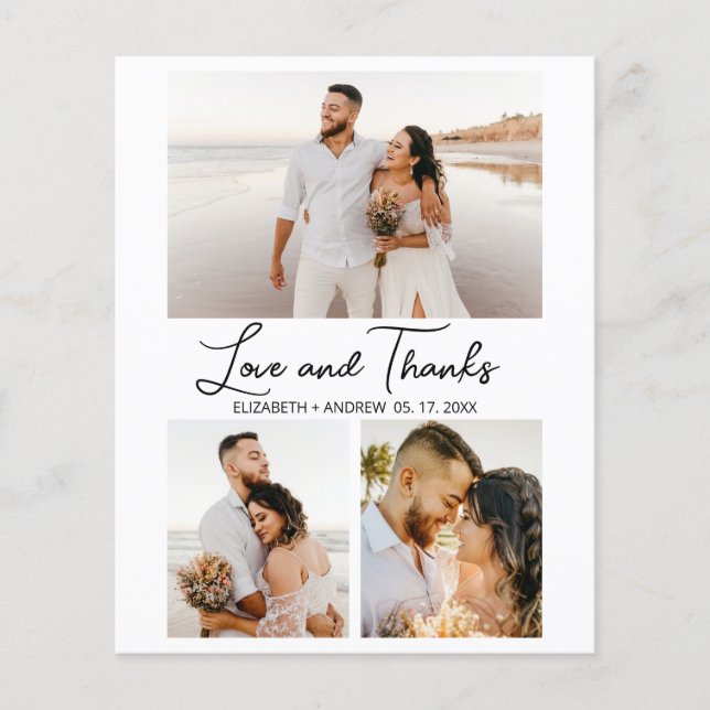 Flyer Casamento de Colagem de Obrigados e Amor Obrigado  (Frente)