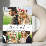 Flyer Casamento de Colagem de Orçamento Obrigado Escrita<br><div class="desc">Orçamento, Mínimo Elegante Moderno "Obrigado" Script 3 Foto Colagem Casamento Obrigado personalizado barato baixo orçamento. modelo de na moda do obrigado de casamento, com quatro (3) fotos na frente e uma foto na parte traseira. Com o texto "Obrigado" em uma letra de script tipográfico, escrita à mão, com letras esmeradas,...</div>