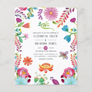 Flyer Casamento de Festa Mexicana Floral Aquarela Colori
