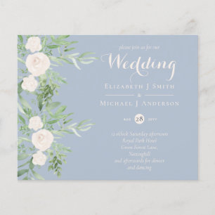 Flyer Casamento de Flor Azul com Magnolia Dusty de PREÇ