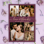 Flyer Casamento de Foto Elegante de Borgonha de Orçament<br><div class="desc">Elegante de Orçamento Borgonha e Colagem de Fotos de Casamento Dourado 5 Obrigado A Você personalizou o barato de baixo orçamento. Obrigado de casamento moderno você modelo com cinco (5) fotos na frente e uma (1) foto na parte de trás. Na frente de um roteiro tipográfico de "obrigados e amor",...</div>