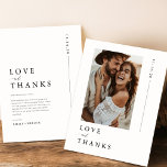 Flyer Casamento de Foto Minimalista de Orçamento Obrigad<br><div class="desc">Estas fotos minimalistas agradecem-vos cartas que deixam o vosso momento de casamento favorito brilhar através de uma design nítida e limpa. Basta acrescentar a sua fotografia e uma mensagem sincera para uma forma favorável ao orçamento para expressar a sua gratidão. Perfeito para o casal moderno que quer um toque de...</div>