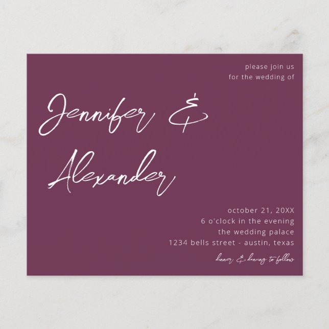 Flyer Casamento de Fotografia com Caligrafia Roxa de Orç (Frente)