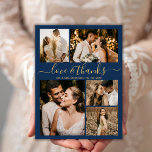 Flyer Casamento De Fotos De Script Elegante De Orçamento<br><div class="desc">Colagem de Fotos 5 Elegante de Marinho e Dourado de Orçamento Obrigado Flyer personalizado de baixo orçamento de barato. Obrigado de casamento moderno você modelo com cinco (5) fotos na frente e uma (1) foto na parte de trás. Na frente de um roteiro tipográfico de "obrigados e amor" em um...</div>
