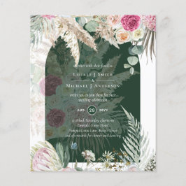 Flyer Casamento de Grama Pampas Flóridas BOHO Rosa