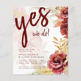 Flyer Casamento de Grass Rosa Pampas Burgundy BOHO