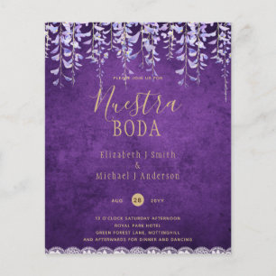 Flyer Casamento de Lace de Wisteria Roxo Moderno