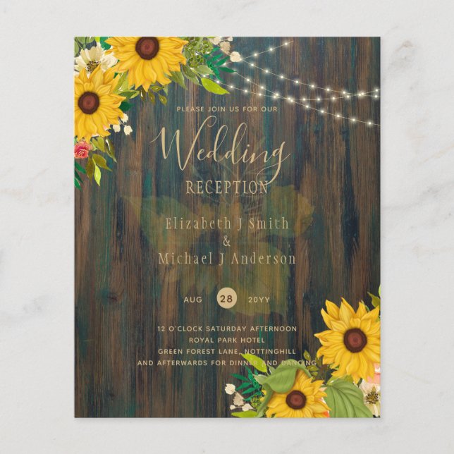 Flyer Casamento de Madeira russa com Sunflower Summer (Frente)