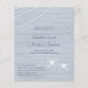 Flyer Casamento de Mason Jar Rustic Blue-Rustic de BAIX