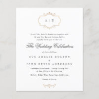 Casamento de monograma clássico de ouro romântico 