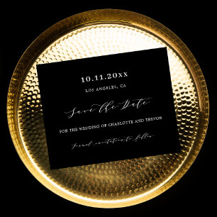 Flyer Casamento de orçamento branco preto Salve a data