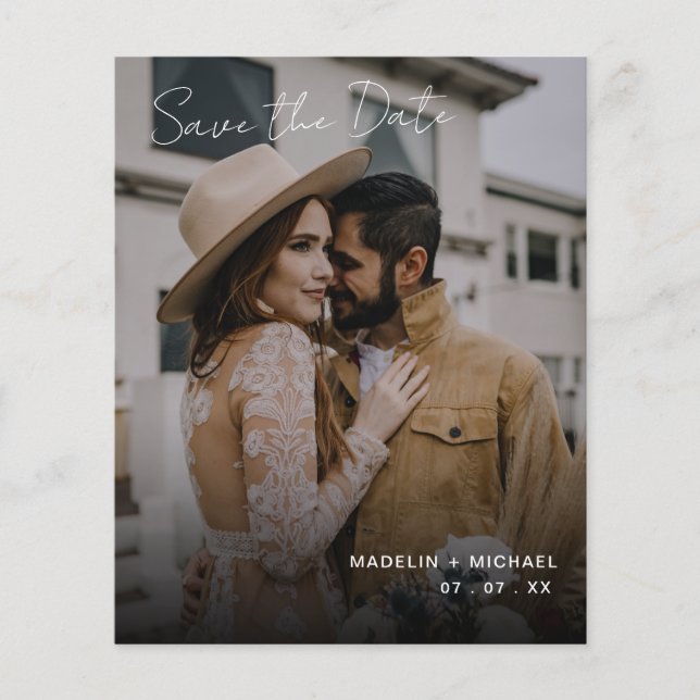 Flyer Casamento de Orçamento Elegante Salve a Data QR Co (Frente)