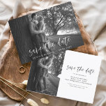 Flyer Casamento de Orçamento Salve a Data Foto Minimalis<br><div class="desc">Casamento de Orçamento Salve os Cartões de Data que têm uma foto na frente e atrás. Os cartões Save the Date Fall, Autumn, Winter, Primavera ou Summer contêm uma tipografia moderna escrita cursiva escrita escrita escrita escrita escrita escrita escrita escrita escrita com letra mão que é elegante, simples e moderna...</div>