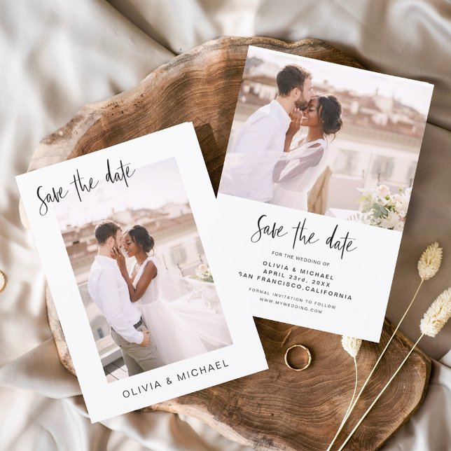 Flyer Casamento de Orçamento Salve a Data Foto Minimalis (Criador carregado)