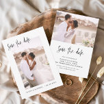 Flyer Casamento de Orçamento Salve a Data Foto Minimalis<br><div class="desc">Casamento de Orçamento Salve os Cartões de Data que têm uma foto na frente e atrás. Os Cartões salve a data contêm uma moderna tipografia cursiva escrita escrita escrita escrita escrita escrita escrita escrita que é elegante, simples e moderna a ser usada depois da simples celebração do dia de casamento...</div>