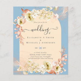 Flyer Casamento de Pêssego Azul Sublime Dusty