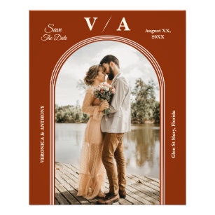 Flyer Casamento De Terracota Vitoriano Elegante Salvar A