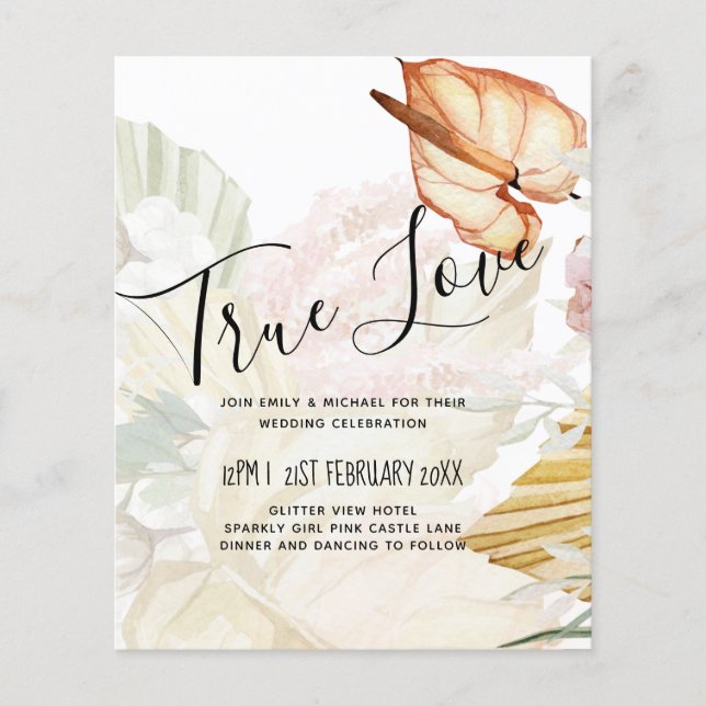 Flyer Casamento de Terracotta com Pampas Tropicais do OR (Frente)