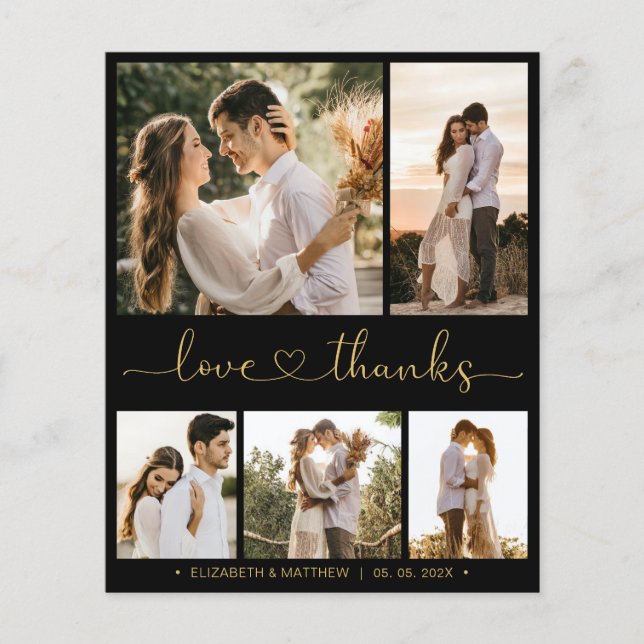 Flyer Casamento Dourado de Colagem Preta do Orçamento Ob (Frente)