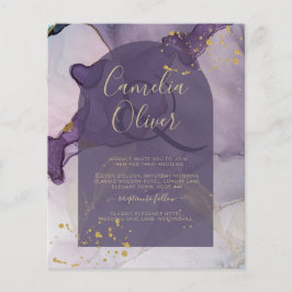 Flyer Casamento Dourado de Lavanda Roxo de Mente de Tint