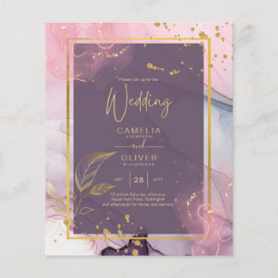Flyer Casamento Dourado de Múrpura Roxo de Lavanda LeahG