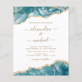 Flyer Casamento Dourado de Téal Turquoise de Agato Orçam