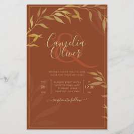 Flyer Casamento DOURADO de Terracotta Rustic All-in-1