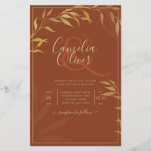 Flyer Casamento DOURADO de Terracotta Rustic All-in-1