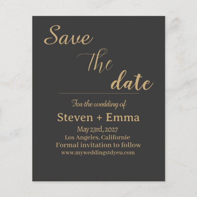 Flyer Casamento elegante de orçamento salve o papelão de (Frente)