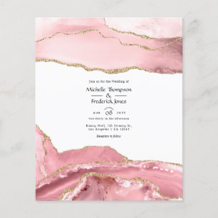 Flyer Casamento em Ágata Rosa e Dourado