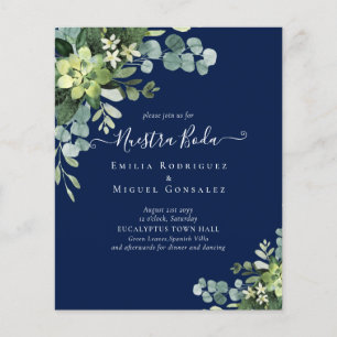 Flyer Casamento Espanhol NOSSA BODA Eucalipto Folhagem