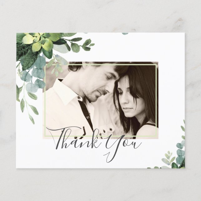 Flyer Casamento Eucalyptus - Folhas de Aquarela (Frente)