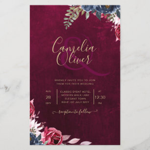 Flyer Casamento Floral Berry Wine