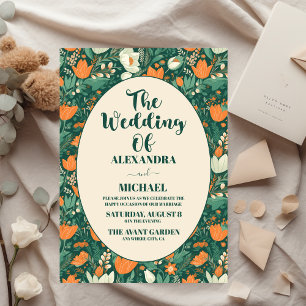 Flyer Casamento Floral Boho Retro Econômico