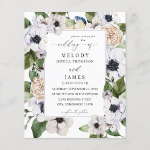 Flyer Casamento Floral Branco Da Anêmona Orçamental