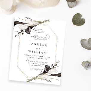 Flyer Casamento Floral Branco e Preto do Orçamento 2