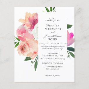 Flyer Casamento Floral Cor-de-Rosa e Branco Blush