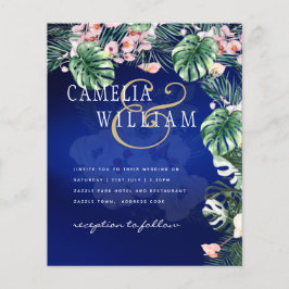 Flyer Casamento Floral Cor-de-Rosa Verde-Tropical LeahG